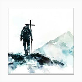 Watercolor Of A Hiker Canvas Print