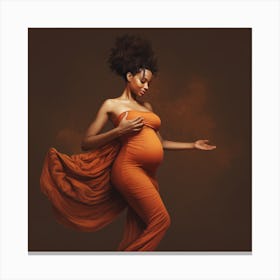 Pregnant Woman In Orange Dress Canvas Print