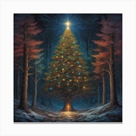 Christmas Tree In The Forest 32 Canvas Print