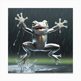 Frog Jumping In The Rain Canvas Print