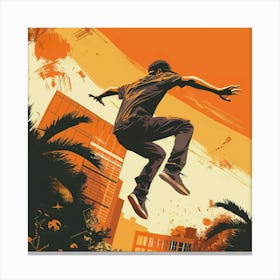 Skateboarding In The City Canvas Print