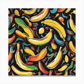 An Image Of A Banane With Letters On A Black Background, In The Style Of Bold Lines, Vivid Colors, G (1) Canvas Print