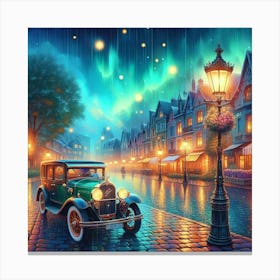 Old Car In The Rain Canvas Print