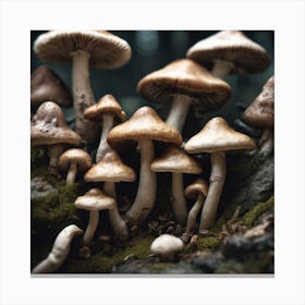 Mushrooms On Moss 2 Canvas Print