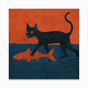 Cat And Fish 8 Canvas Print