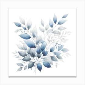 Blue And White Leaves Canvas Print