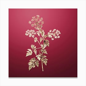 Gold Botanical Hemlock Flowers on Viva Magenta n.3184 Canvas Print