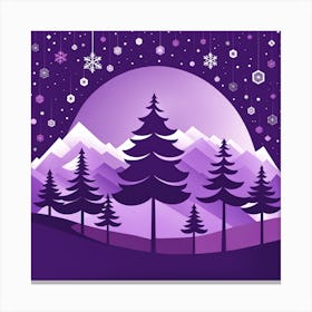 Purple Christmas Night, Christmas concept art, Christmas vector art, Vector Art, Christmas art, Christmas, trees Canvas Print