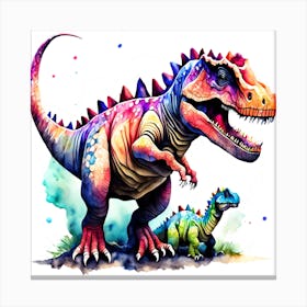 Colorful T Rex And Trilobite Dinosaurs Canvas Print