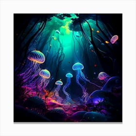 Jellyfish In The Magical forest Canvas Print