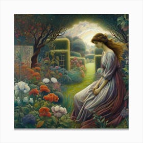 Girl In A Garden 14 Canvas Print