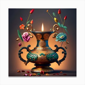 A vase of pure gold studded with precious stones 4 Canvas Print