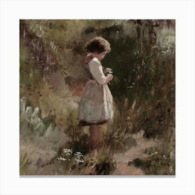 Little Girl In The Woods Canvas Print