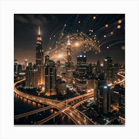 Cityscape At Night Canvas Print