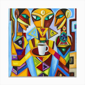 Cubism Oil Paint of  Coffee and Something Else. Canvas Print