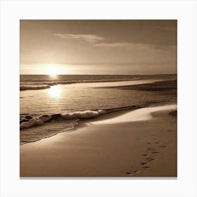 Sunset beach sepia Canvas Print