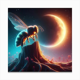 Bee In The Moonlight Canvas Print