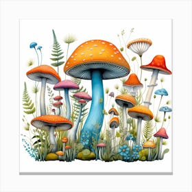 Mushrooms In The Meadow 4 Canvas Print