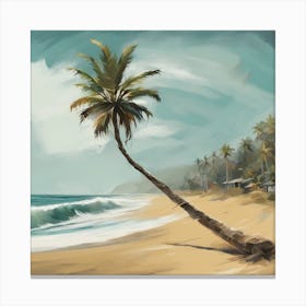 Palm Tree On The Beach 1 Canvas Print