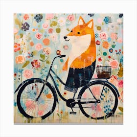 Fox On A Bike Canvas Print