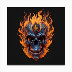 Skull In Flames 3 Canvas Print