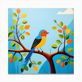 Haitian Naive Art, Bird On a Branch, folk art, 138 Canvas Print