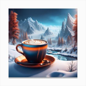 Coffee Cup In The Snow Canvas Print