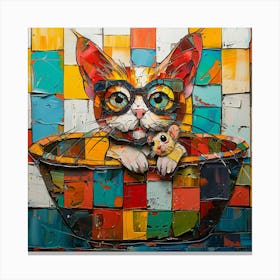 Cat In A Bowl Canvas Print