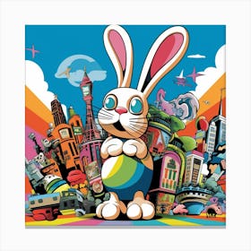 Rabbit In The City Canvas Print