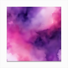 Beautiful purple pink abstract background. Drawn, hand-painted aquarelle. Wet watercolor pattern. Artistic background with copy space for design. Vivid web banner. Liquid, flow, fluid effect. Canvas Print