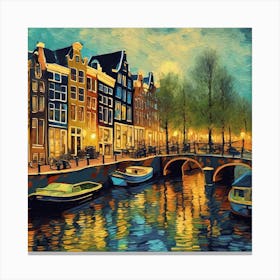 Amsterdam At Night van Gogh Canvas Print