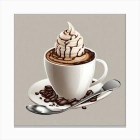 Coffee Cup With Whipped Cream Canvas Print