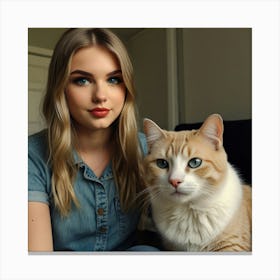 Default Taylor And Smudge The Cat Meme Art 0 Canvas Print