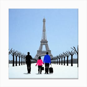 Family Walking In Paris 1 Canvas Print