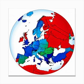 A Digitally Rendered Image Featuring A Circle Encompassing The Continent Of Europe With Each Europe (3) Canvas Print