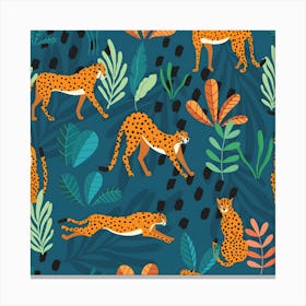 Seamless Pattern With Cheetahs Canvas Print