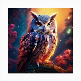 Firefly Magical Owl Perched In Dreamlike Tranquil Setting 929 (2) Canvas Print