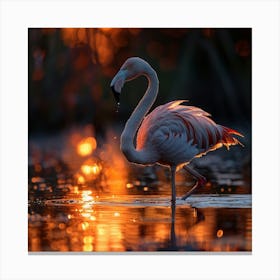 Flamingo At Sunset 7 Canvas Print