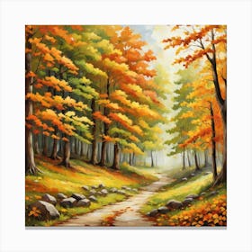 Forest In Autumn In Minimalist Style Square Composition 90 Canvas Print