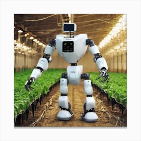 Robot In A Greenhouse Canvas Print