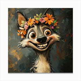 Wolf In Flower Crown Stampe su tela