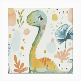 Cute Muted Pastel Gallimimus Dinosaur 1 Canvas Print