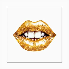 Gold Glitter Lips Canvas Print