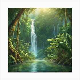 Waterfall In The Jungle Canvas Print