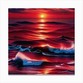 Sunset Ocean Waves Canvas Print