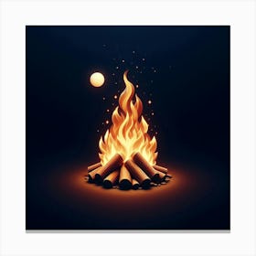 Campfire On A Dark Night Canvas Print