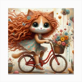 Cat On A Bike Canvas Print