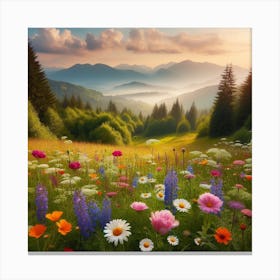Wildflowers In The Meadow 4 Canvas Print