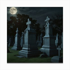 Graveyard At Night 9 Canvas Print