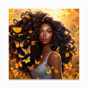Beautiful Black Woman With Curly Hair Canvas Print